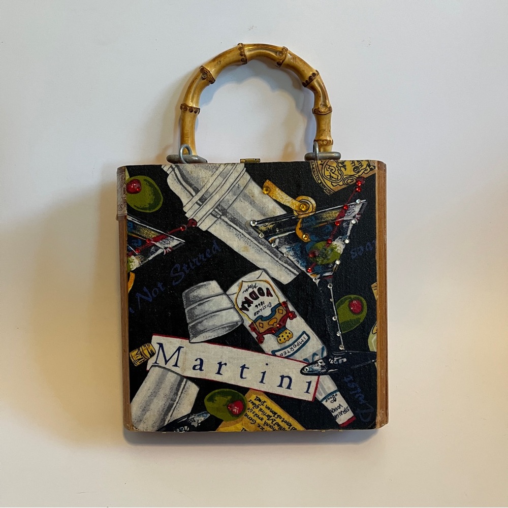 Cigar Box Martini Themed Handbag with Bamboo Handle